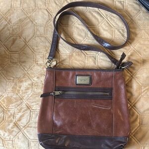 Tignanello Brown Leather Bag with Gold Details